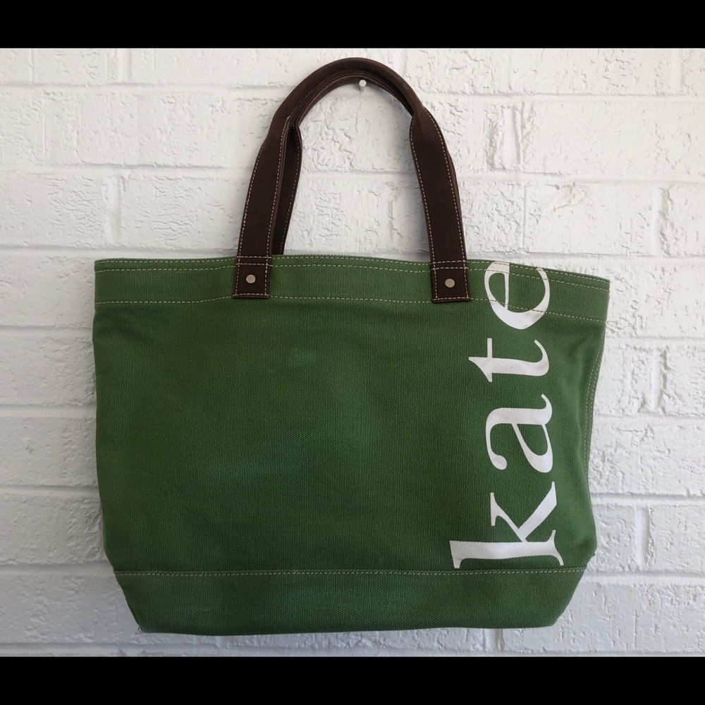 KATE SPADE-NEW YORK Canvas tote green/ brown
